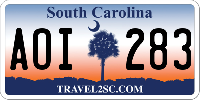 SC license plate AOI283