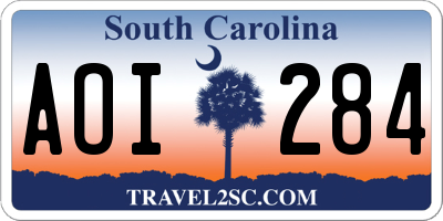 SC license plate AOI284