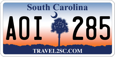 SC license plate AOI285