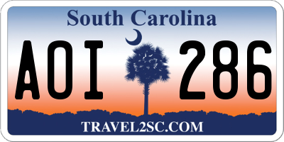 SC license plate AOI286