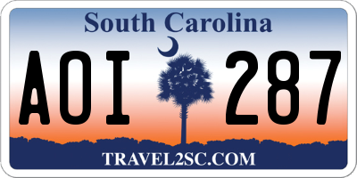SC license plate AOI287