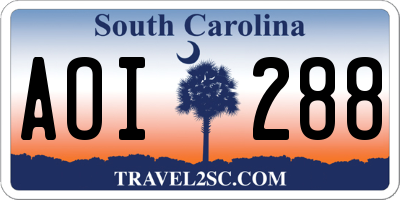 SC license plate AOI288