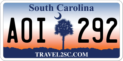 SC license plate AOI292