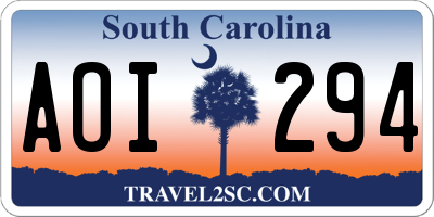 SC license plate AOI294