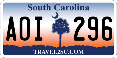 SC license plate AOI296