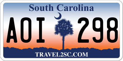 SC license plate AOI298