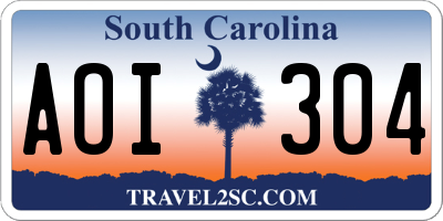 SC license plate AOI304