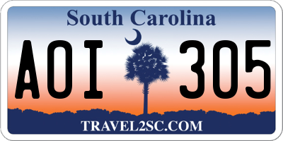SC license plate AOI305