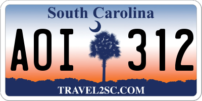 SC license plate AOI312