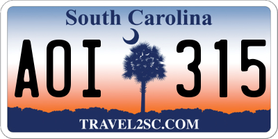 SC license plate AOI315