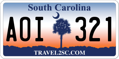 SC license plate AOI321