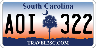 SC license plate AOI322