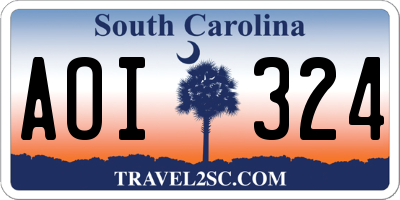 SC license plate AOI324