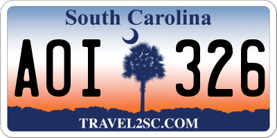 SC license plate AOI326