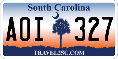 SC license plate AOI327