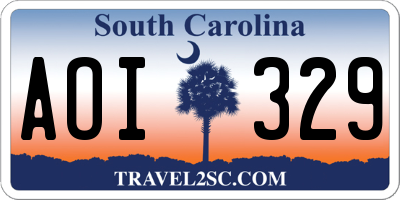 SC license plate AOI329