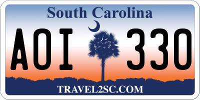 SC license plate AOI330