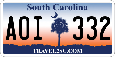SC license plate AOI332