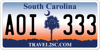 SC license plate AOI333