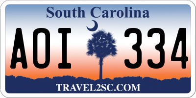 SC license plate AOI334