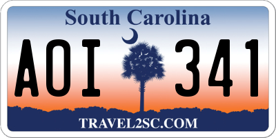 SC license plate AOI341