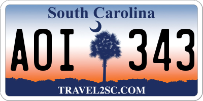 SC license plate AOI343