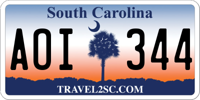 SC license plate AOI344