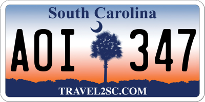 SC license plate AOI347