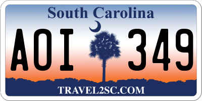 SC license plate AOI349