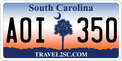 SC license plate AOI350
