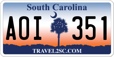 SC license plate AOI351