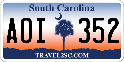 SC license plate AOI352