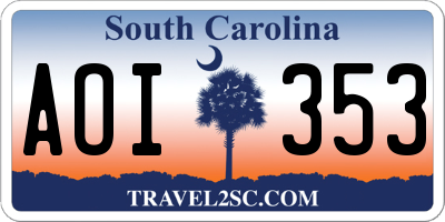 SC license plate AOI353