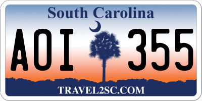 SC license plate AOI355