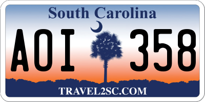 SC license plate AOI358