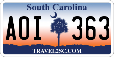 SC license plate AOI363
