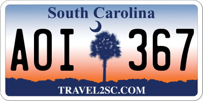SC license plate AOI367
