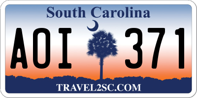 SC license plate AOI371