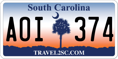 SC license plate AOI374