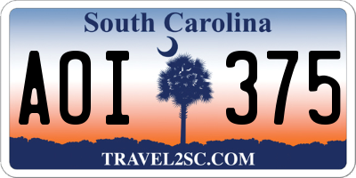 SC license plate AOI375