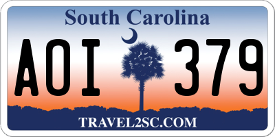 SC license plate AOI379