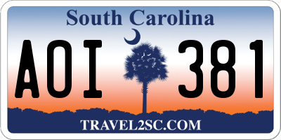 SC license plate AOI381