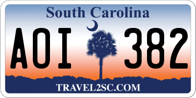 SC license plate AOI382