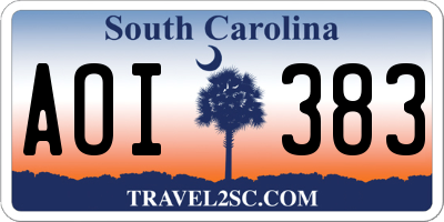 SC license plate AOI383