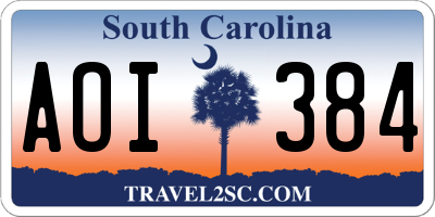 SC license plate AOI384