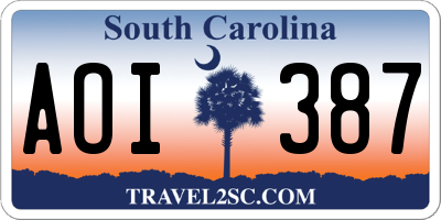 SC license plate AOI387