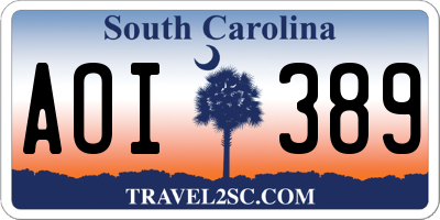 SC license plate AOI389