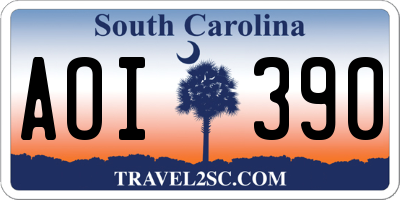 SC license plate AOI390