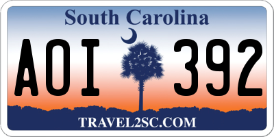SC license plate AOI392