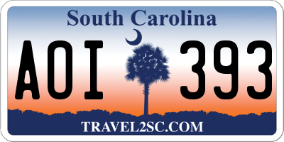 SC license plate AOI393